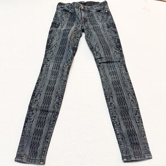 7 For All Mankind Trellis Vine Denim Patterned Print Jeans Size 27 - Picture 2 of 7